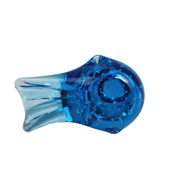 Vintage Art Glass Controlled Bubble Blue Bird Paperweight Figurine - Picture 4 of 7